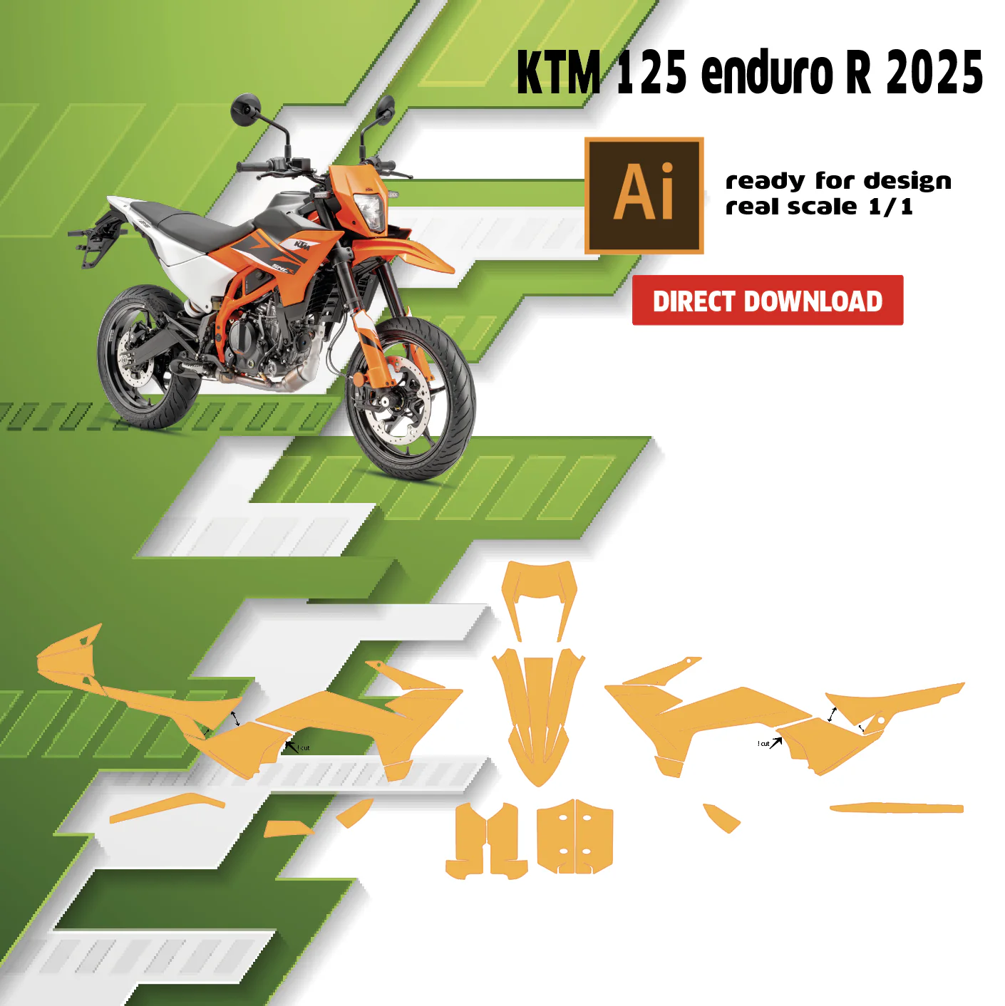 Template ktm enduro r 125 — gabarit de découpe vectoriel
