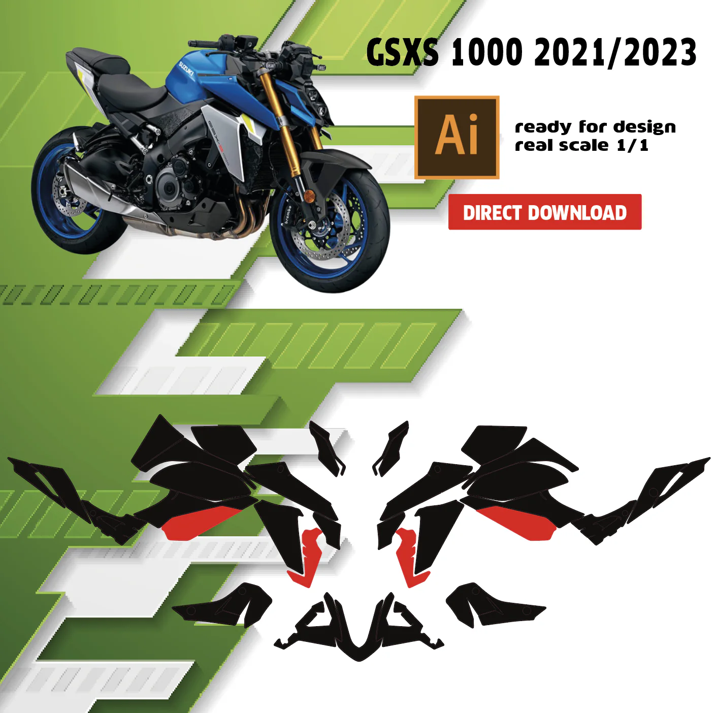 Template suzuki gsxs 1000 / 950 — gabarit de découpe vectoriel