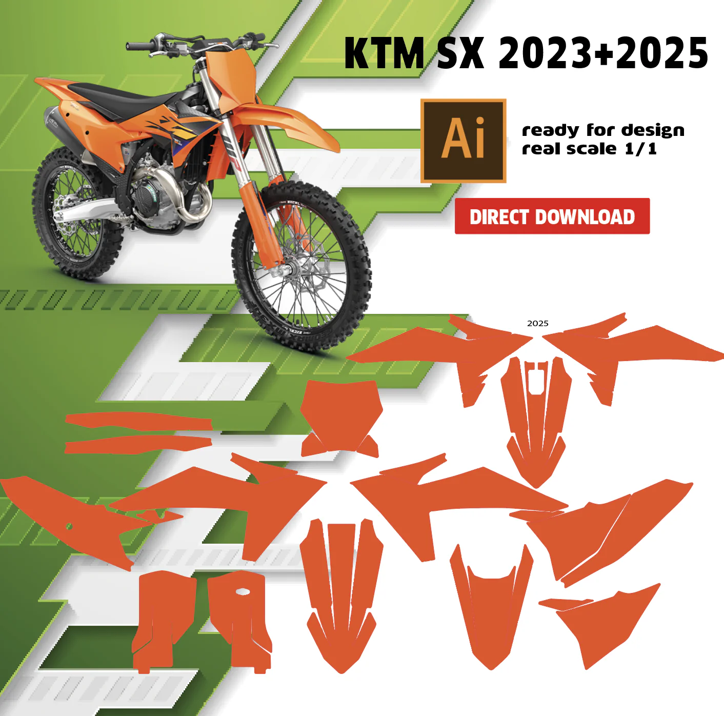Template ktm sx et sxf + — gabarit de découpe vectoriel