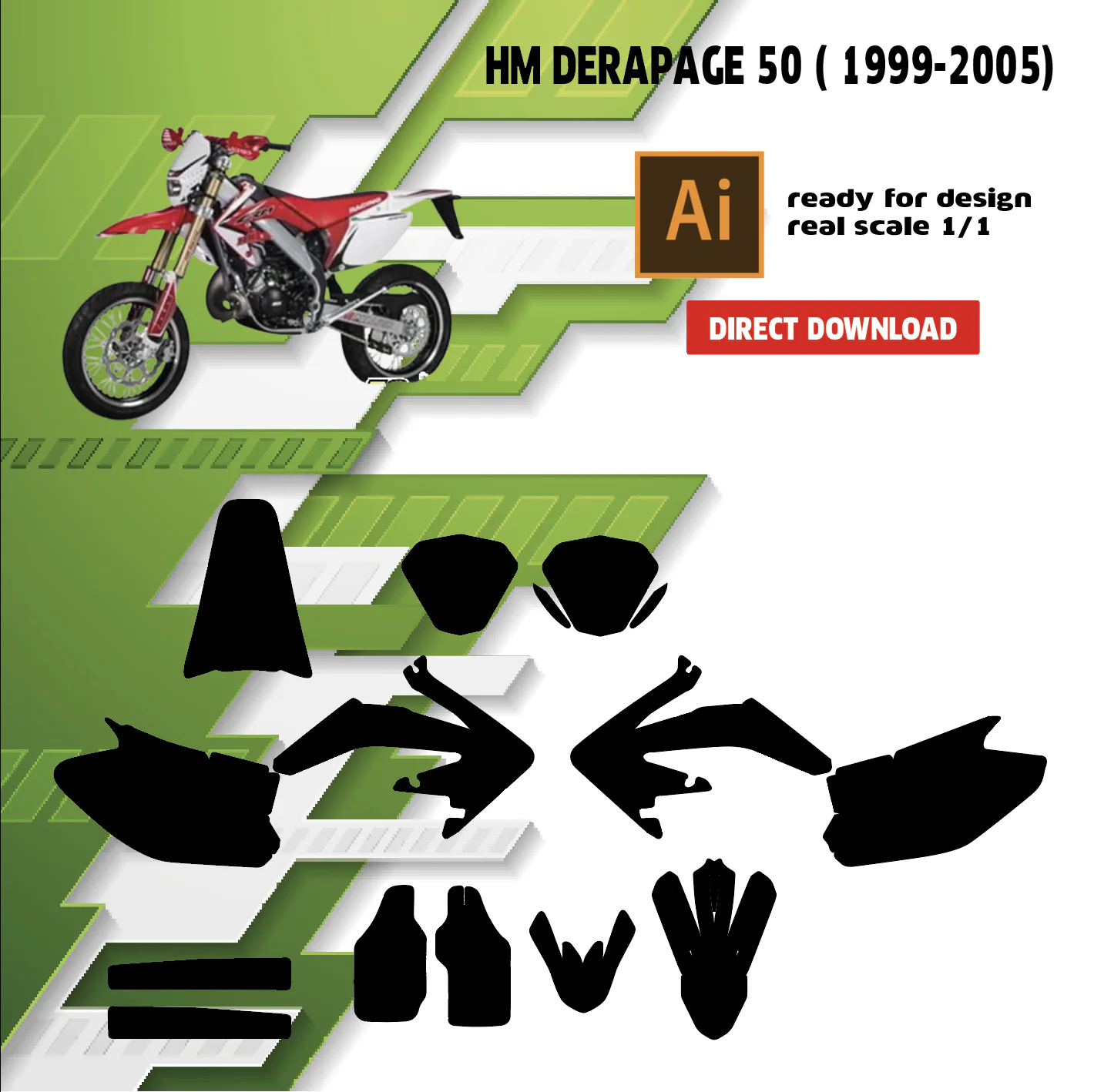 Template honda hm derapage 50 ( 1999-) — gabarit de découpe vectoriel