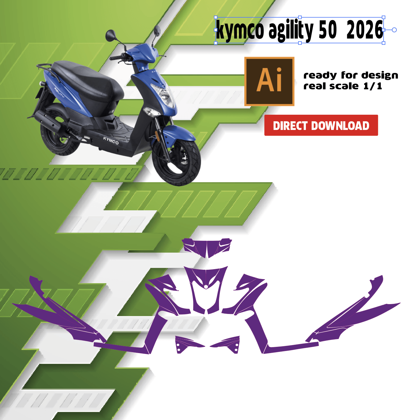 Template kymco agility 50 — gabarit de découpe vectoriel